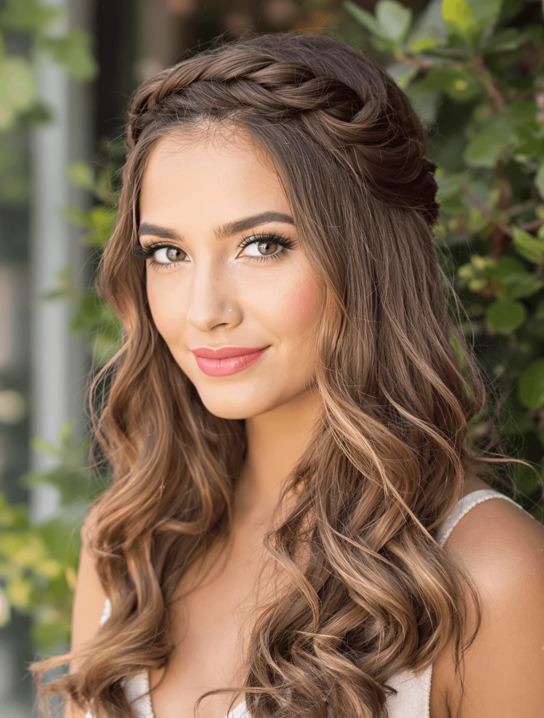 Braided Crown with Loose Curls