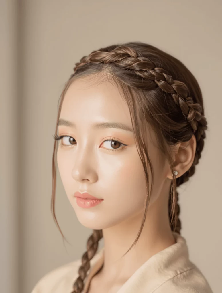 Braided Crown with Loose Strands