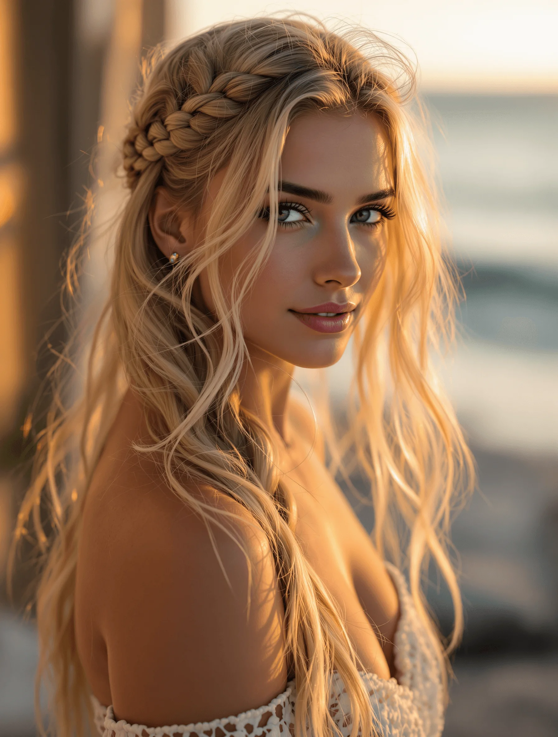 Braided Crown with Loose Waves