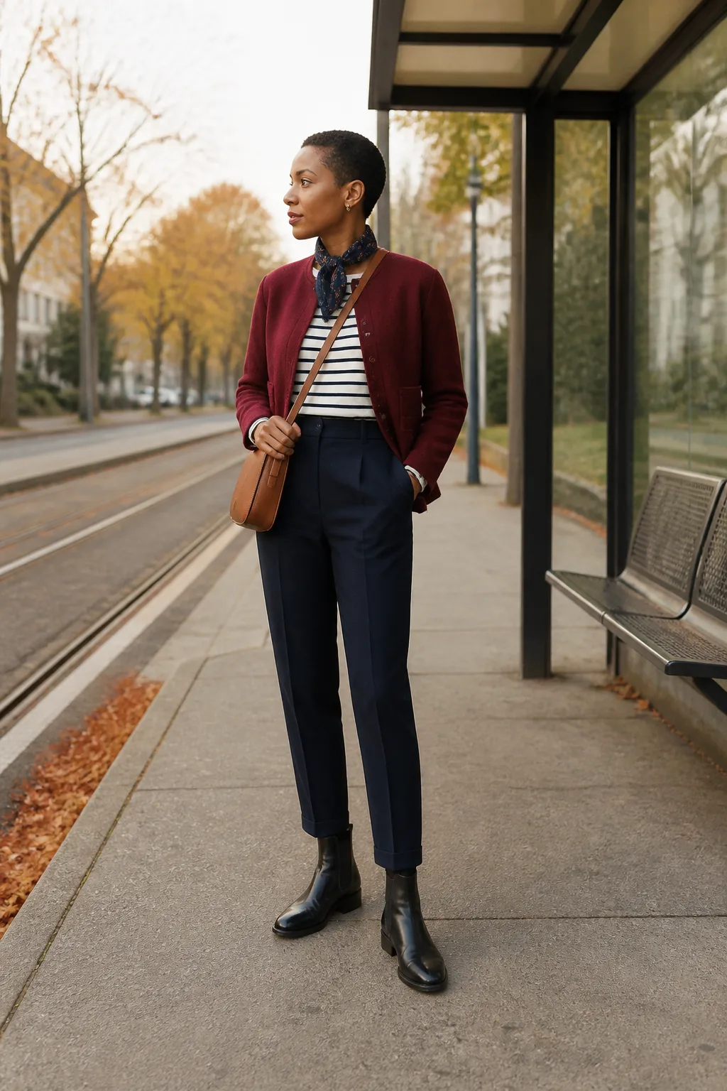 Breton Tee, Wool Trousers, and Chelsea Boots
