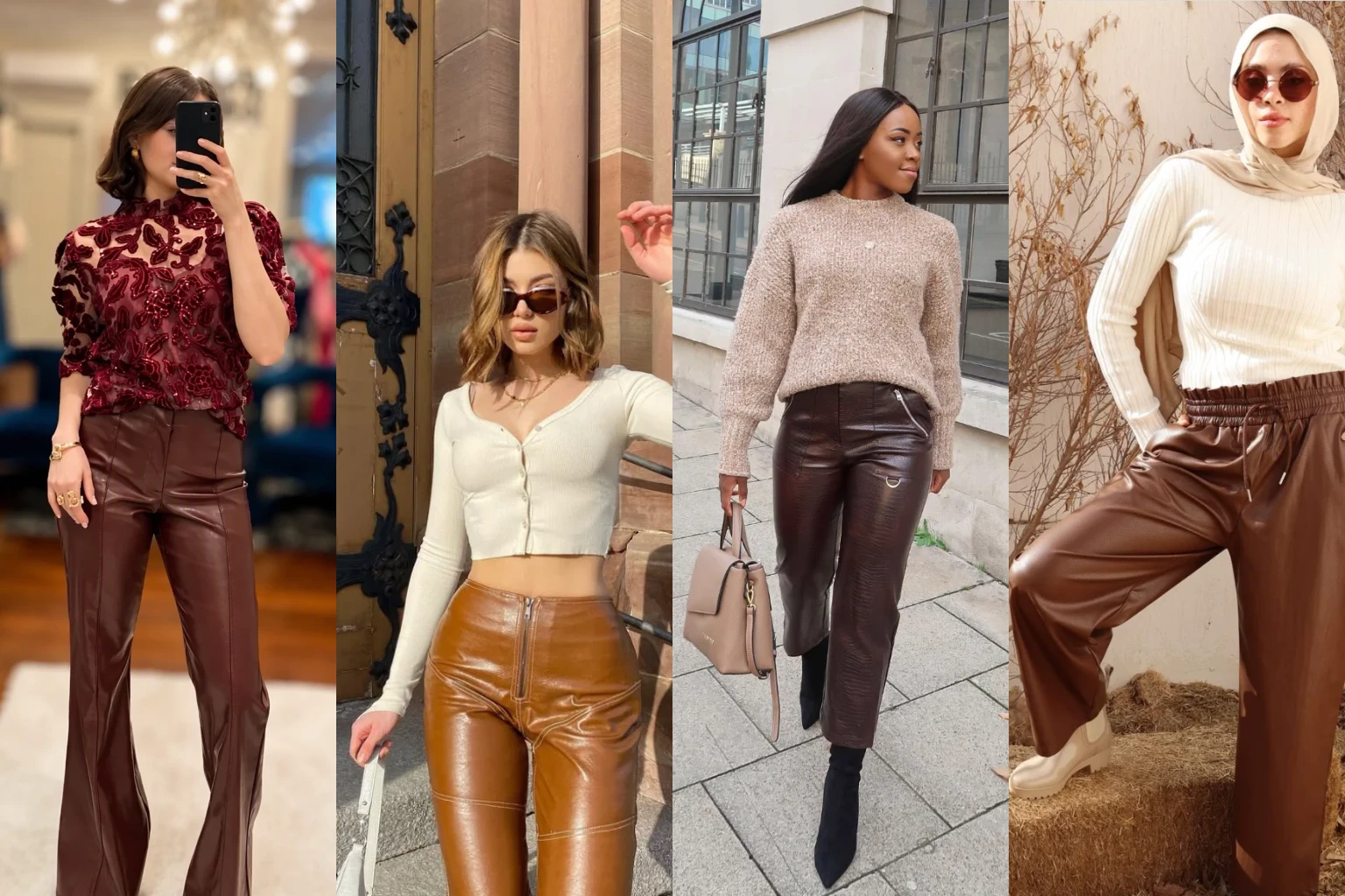Brown Leather Pants Outfits that Will Make you Swoon - Featured