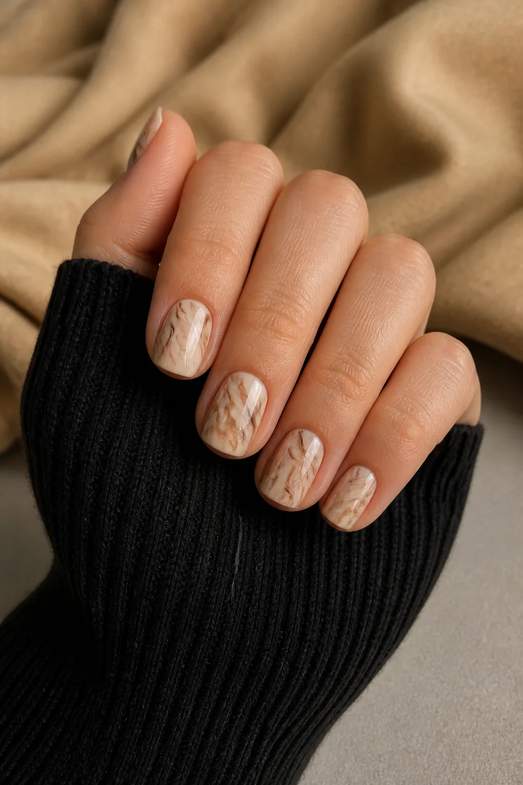 Brown Marble Nails
