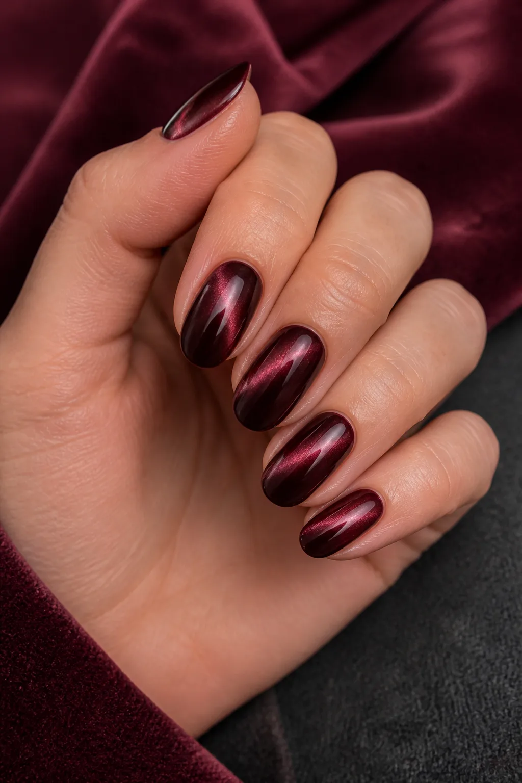 Burgundy Velvet Nails