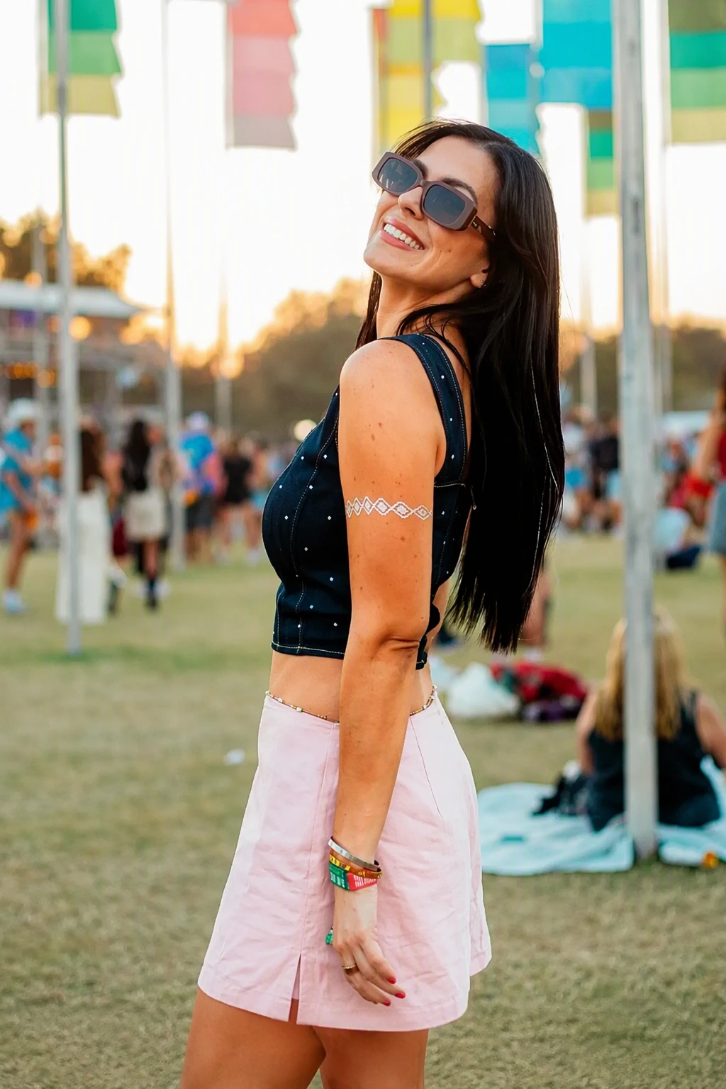Chic and Playful: Navy Crop Top + Pink Mini Skirt