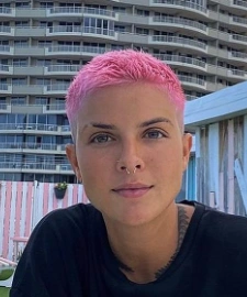 Chic Pixie Cut with Vibrant Pink Color and Textured Finish