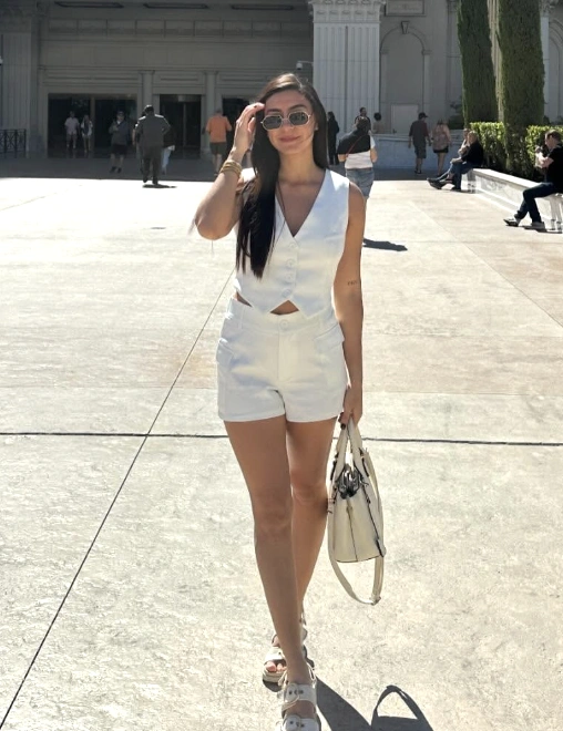 Chic White Crop Top + Tailored White High-Waisted Shorts + Slide Sandals
