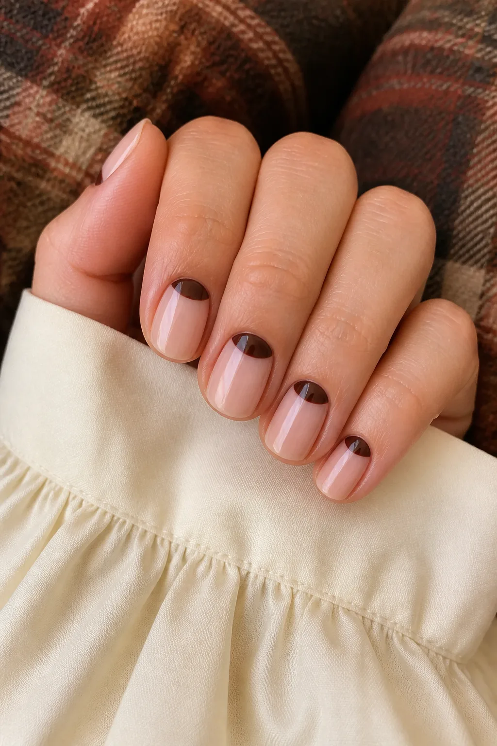 Chocolate Half-Moon Nails