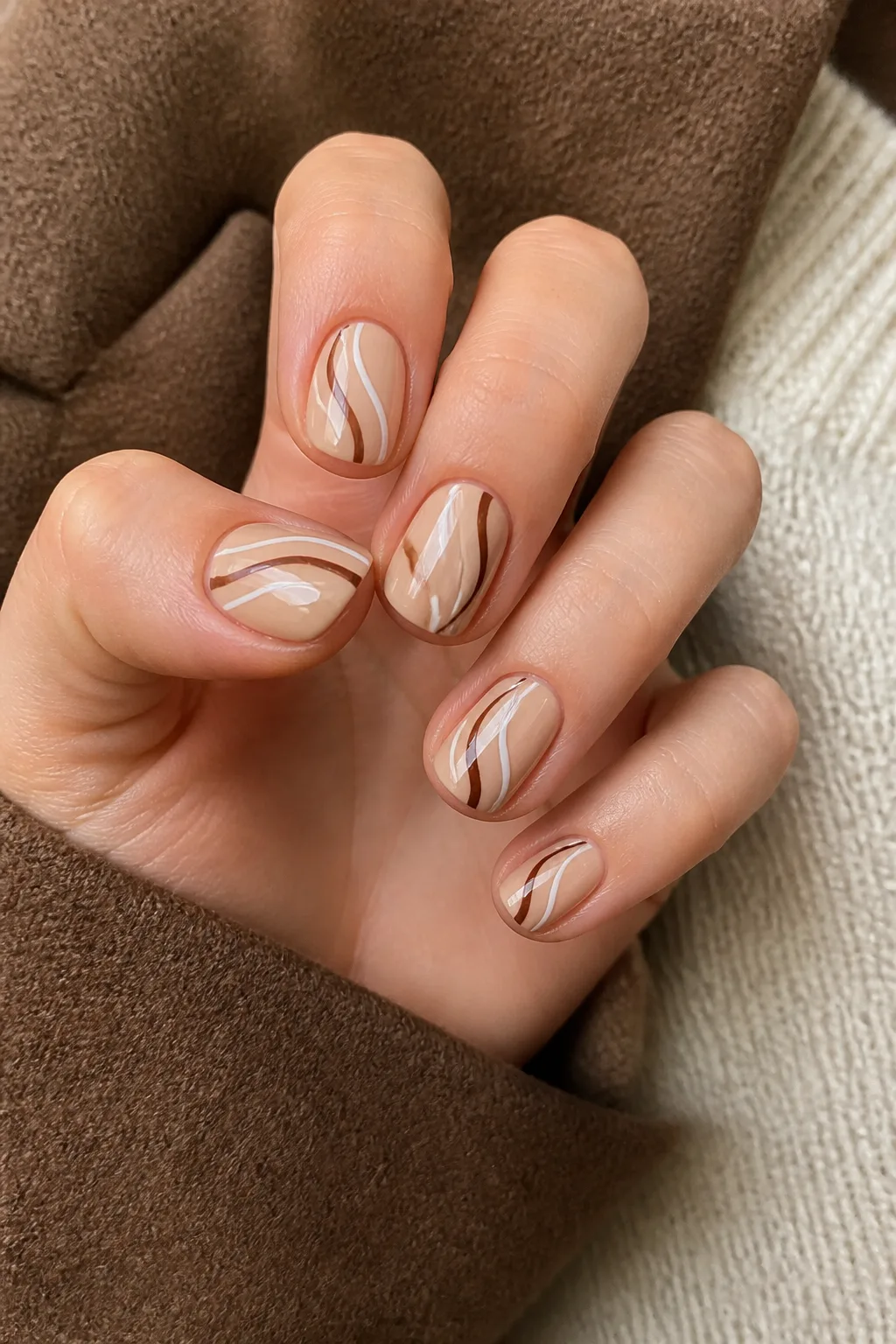 Chocolate Swirl Nails