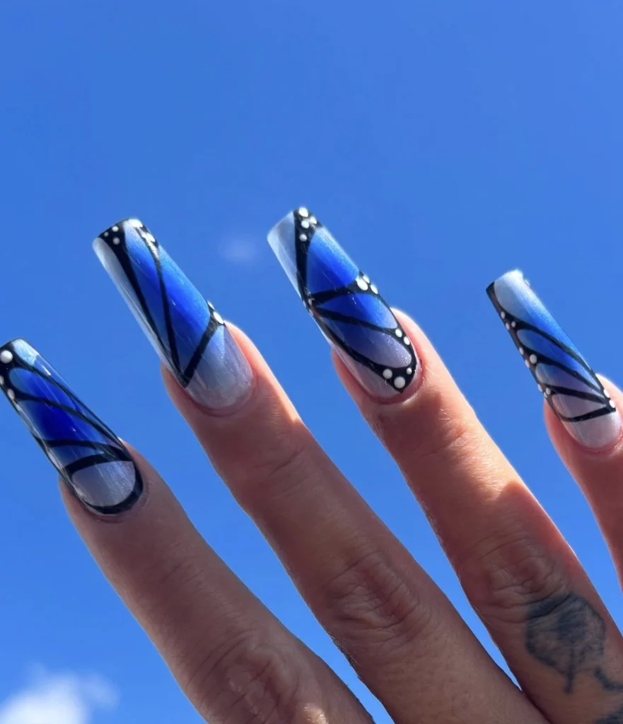 Cobalt Butterfly Wing Coffin Nails