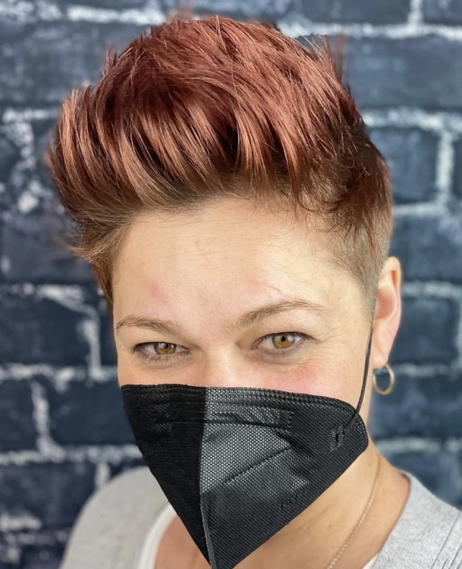Copper Toned Pixie with Asymmetrical Undercut