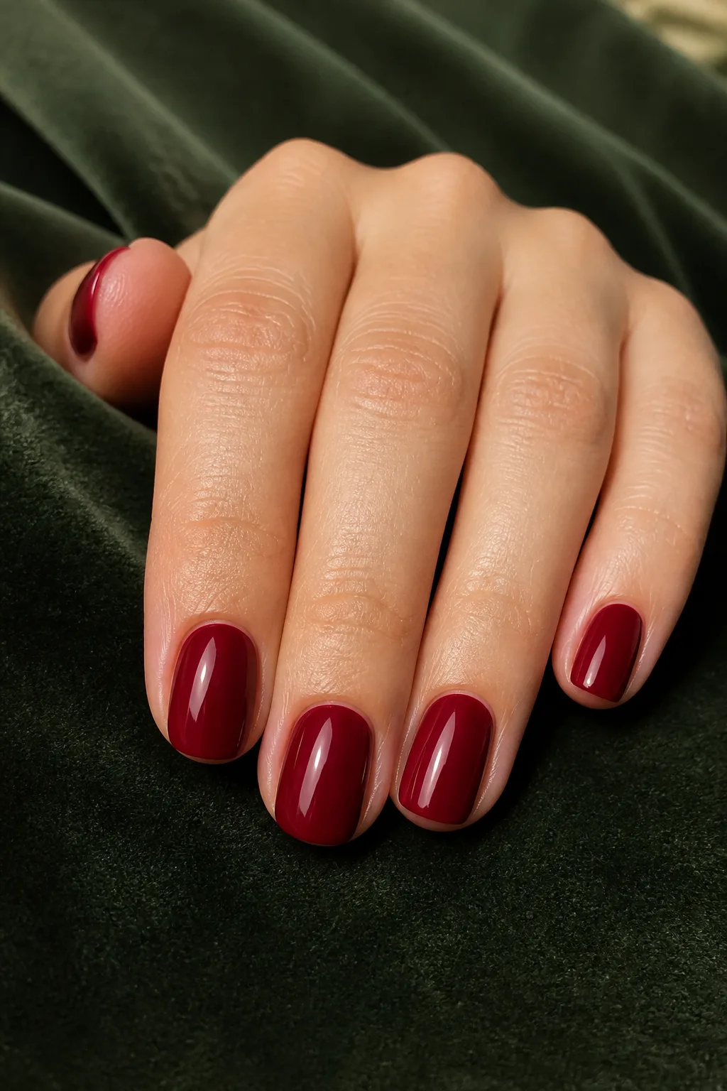 Cranberry Gloss With a Velvet Dress