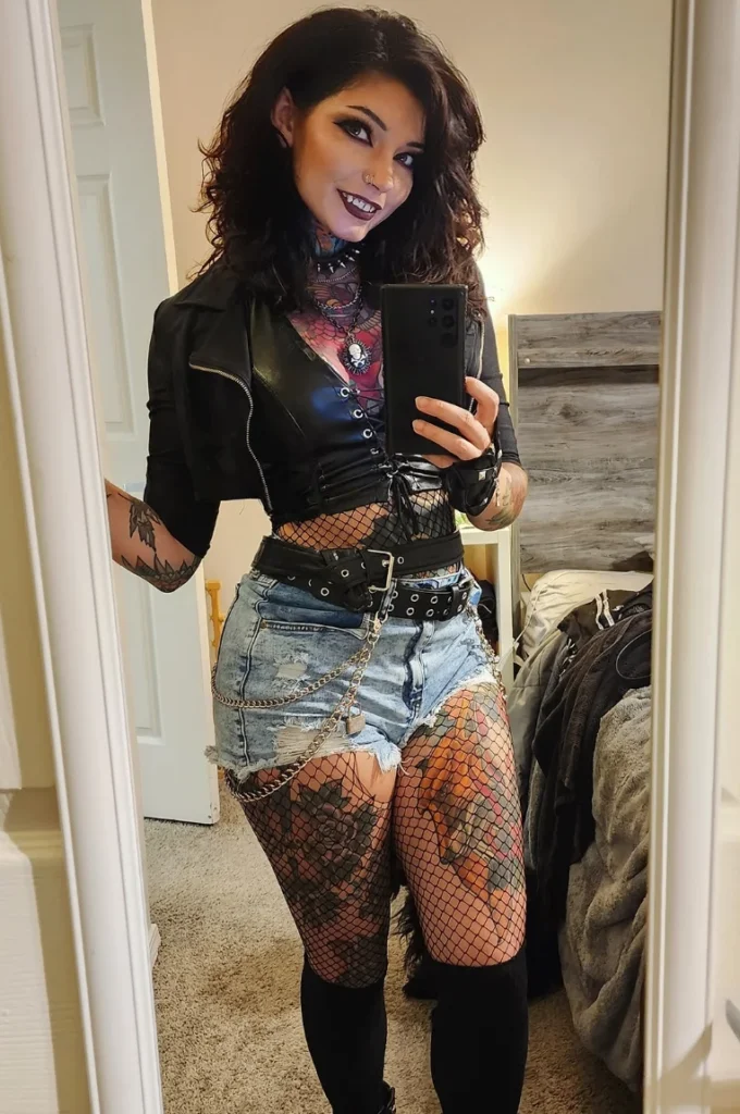 Crop Jacket Jeans Skirt and Mesh Layering