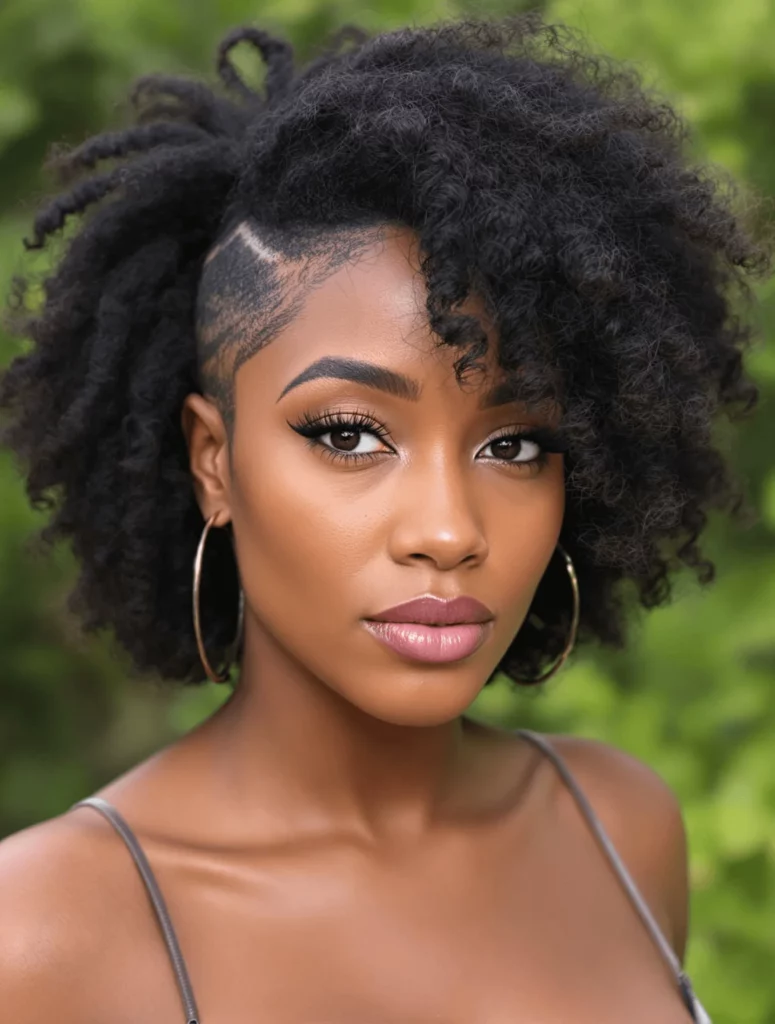 Curly Wolf Cut with Shaved Sides
