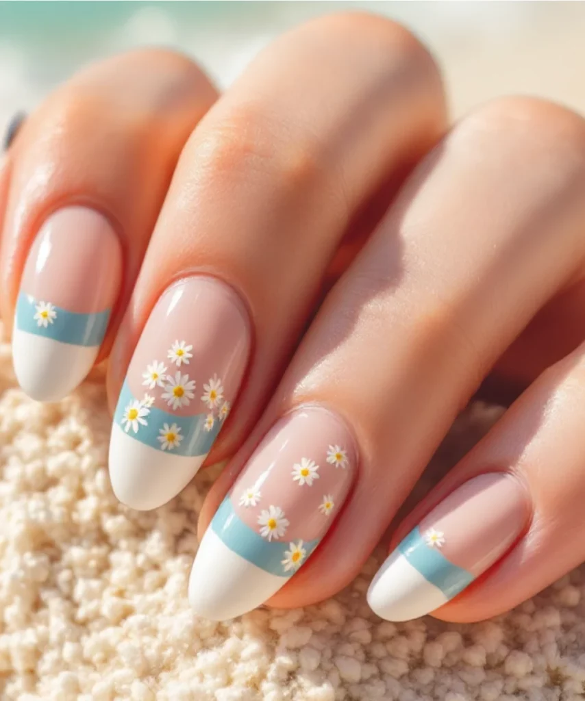 Daisy Chain French Tip Nail Art