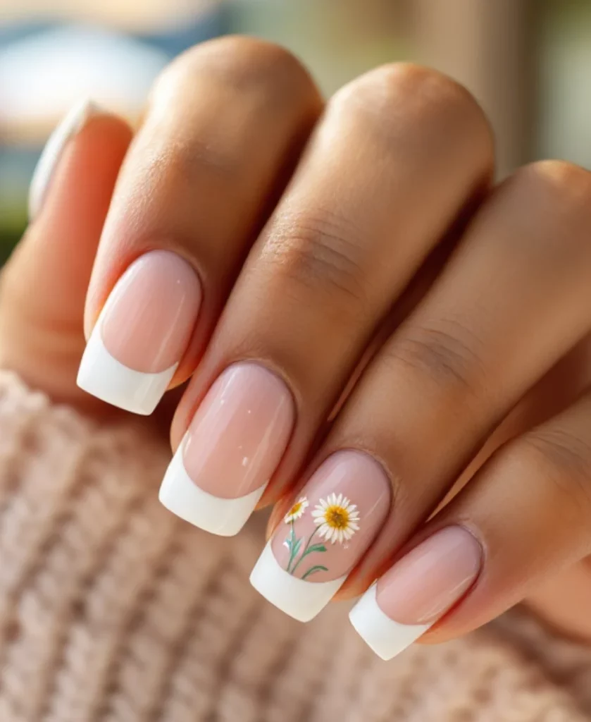 Daisy Delight French Nail Art