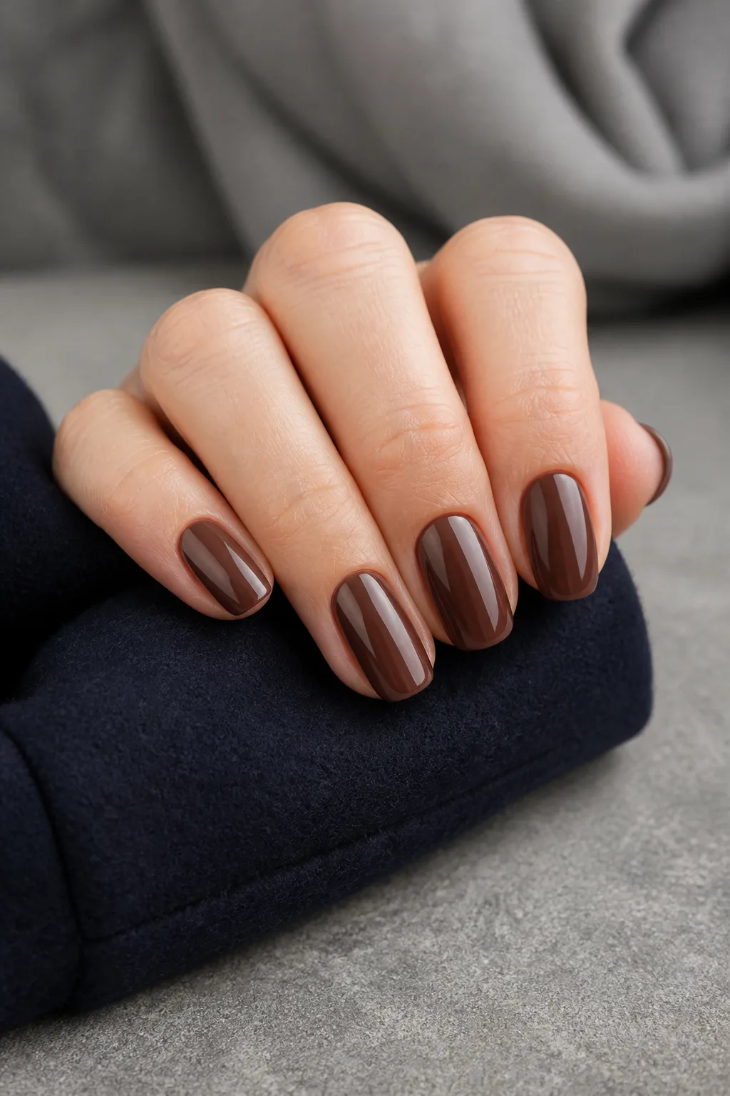 Deep Brown Chrome Nails