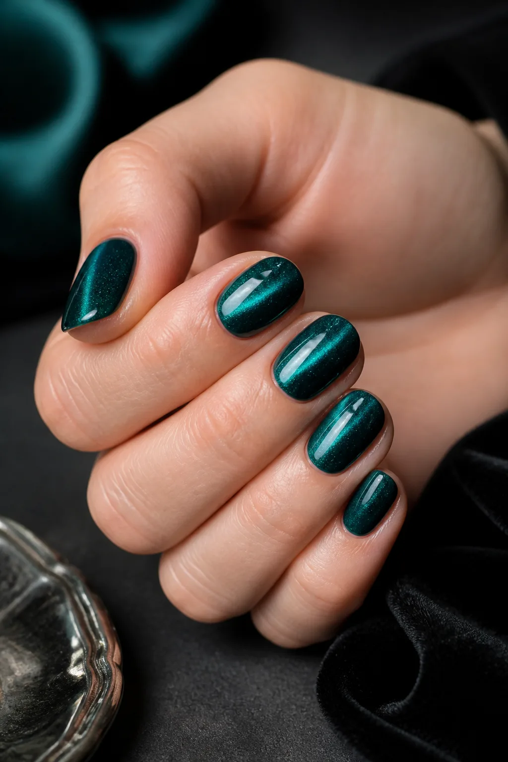 Deep Teal Evening Look
