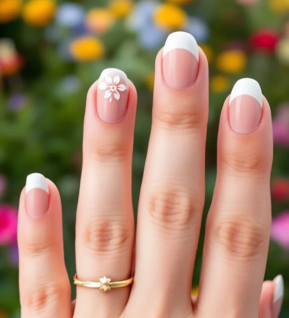 Delicate Daisy French Tips