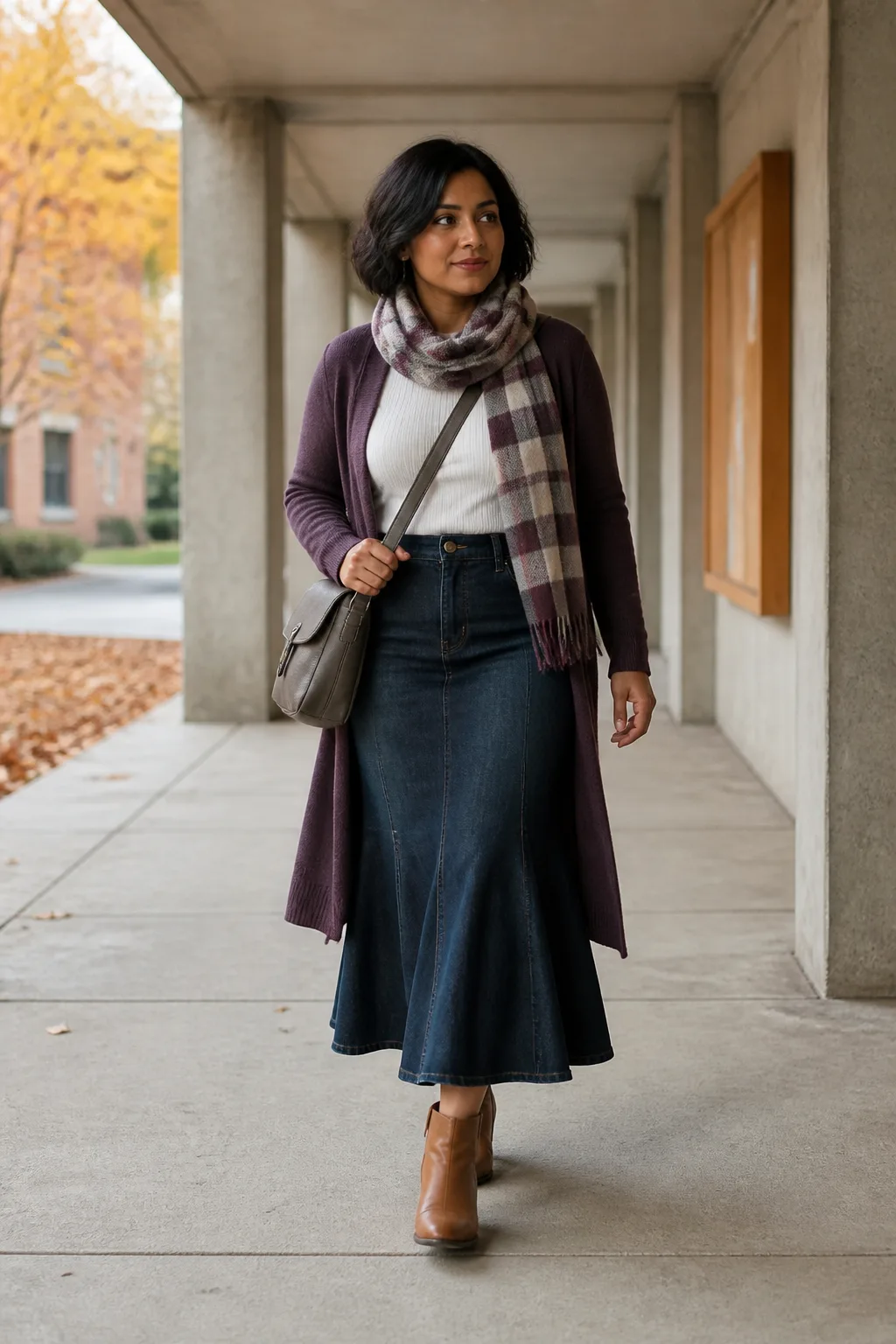 Denim Mermaid Skirt with Longline Cardigan