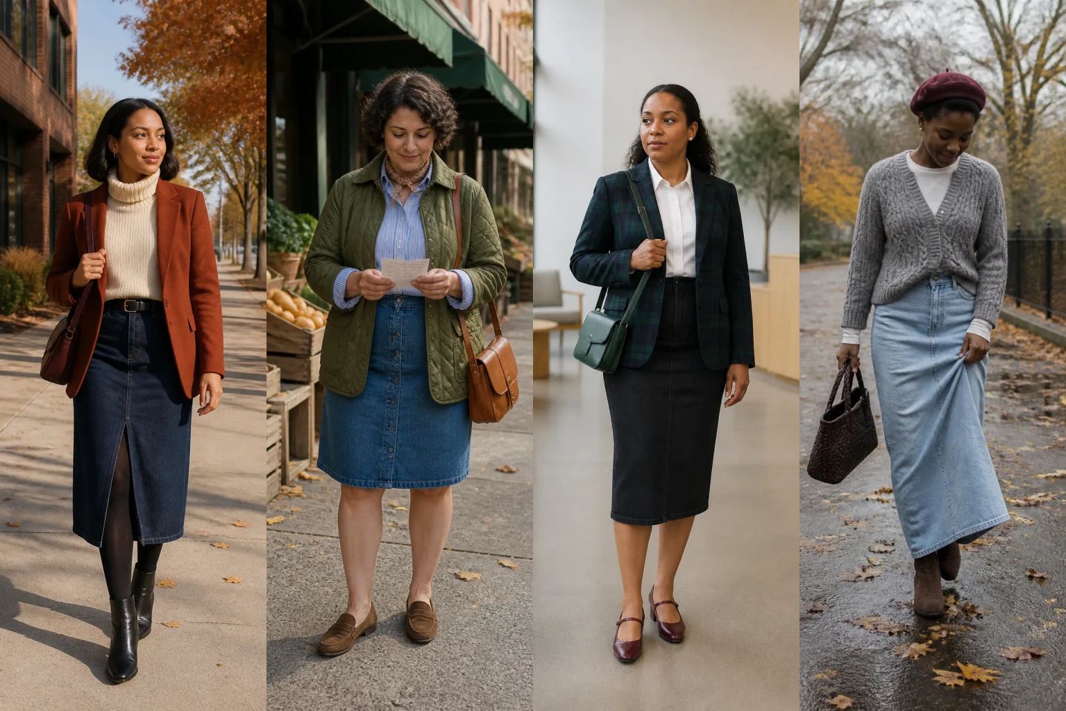 Denim Skirt Fall Outfits - Featured