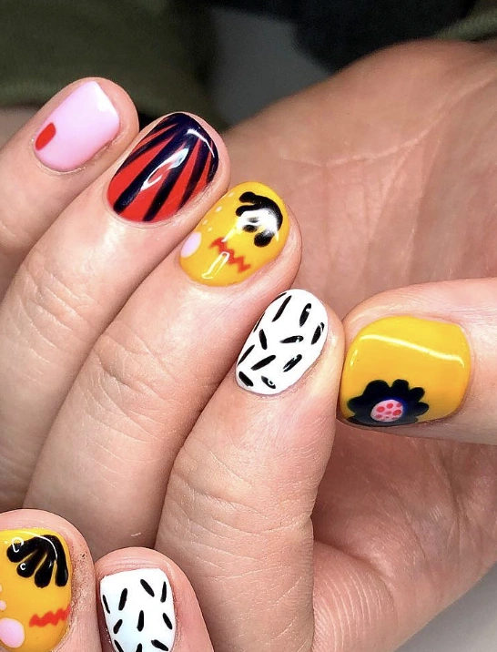 Eclectic Square Nails: Abstract Art Manicure