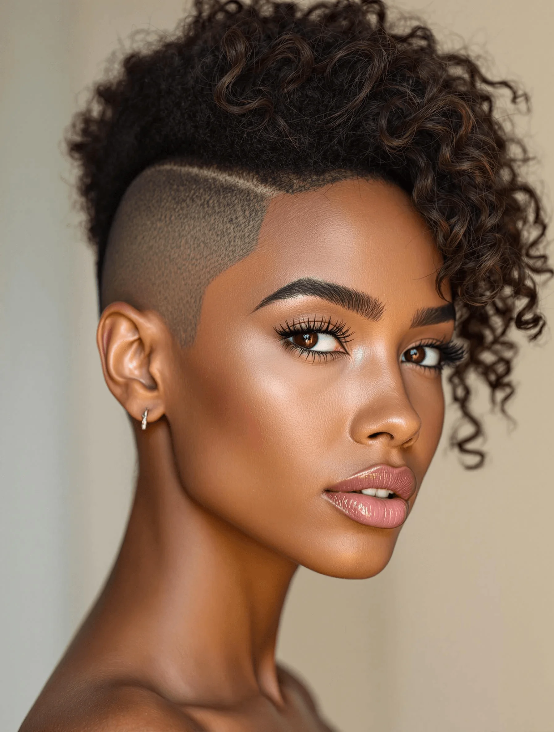 Edgy Curly Mohawk with Shaved Sides