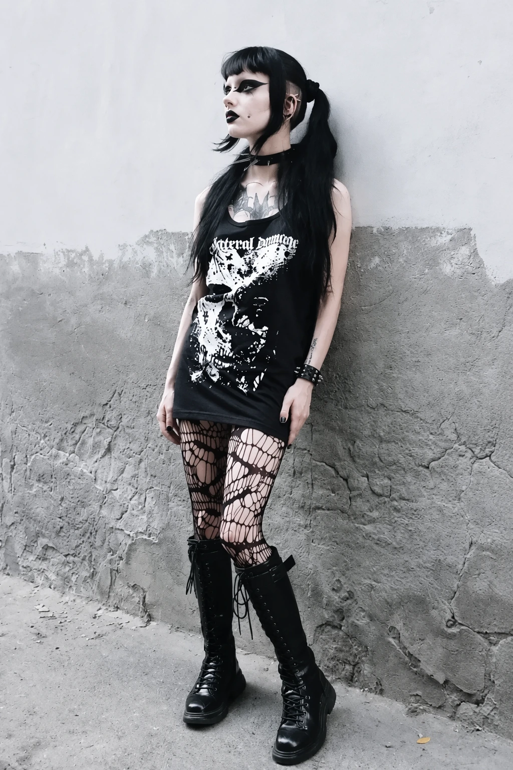 Edgy Graphic Tank Dress Combo