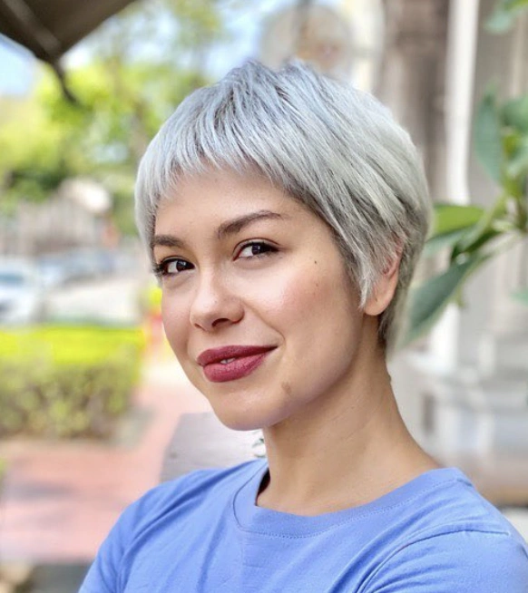 Edgy Pixie Cut with Platinum Balayage