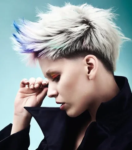 Edgy Platinum with Rainbow Highlights