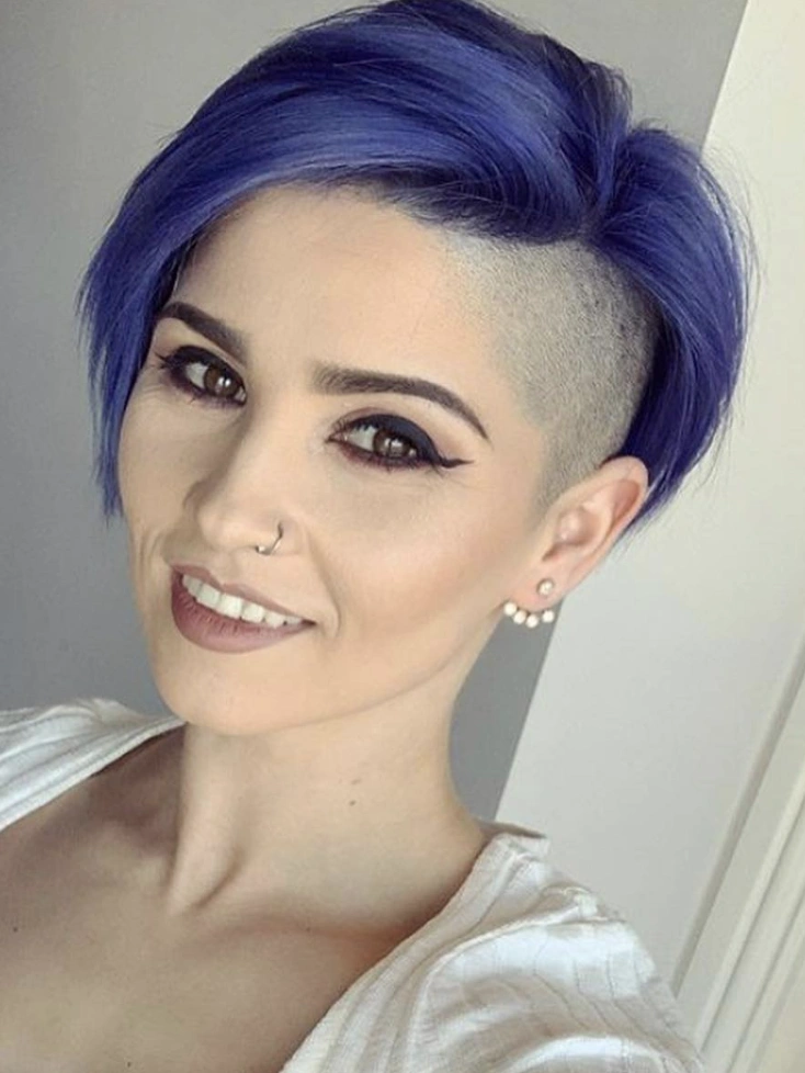 Electric Blue Pixie with Asymmetrical Undercut
