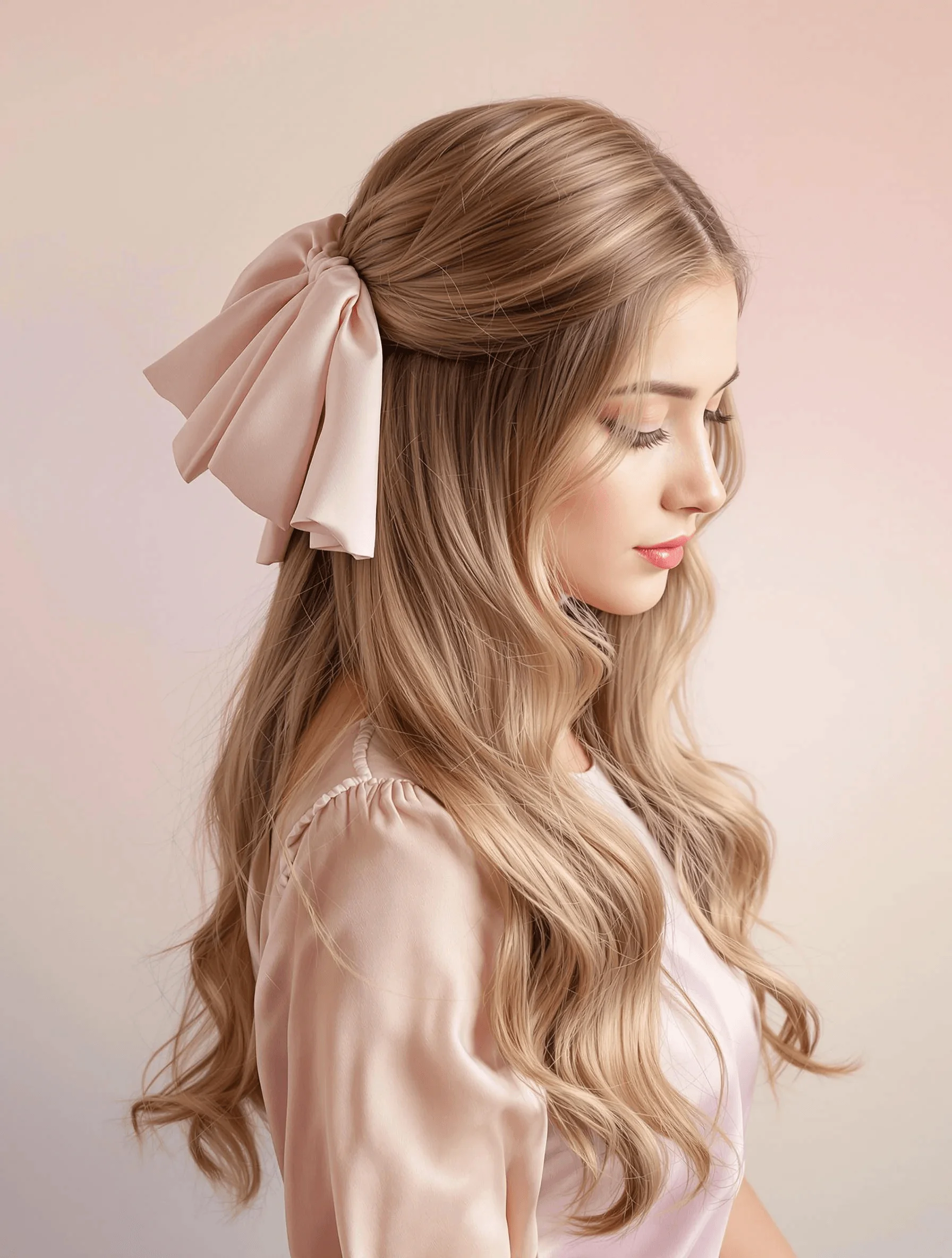 Elegant Bow-Tied Half Up Style