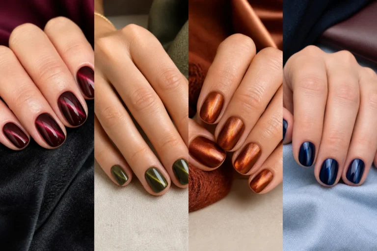 Fall Cat Eye Nail Ideas - Featured