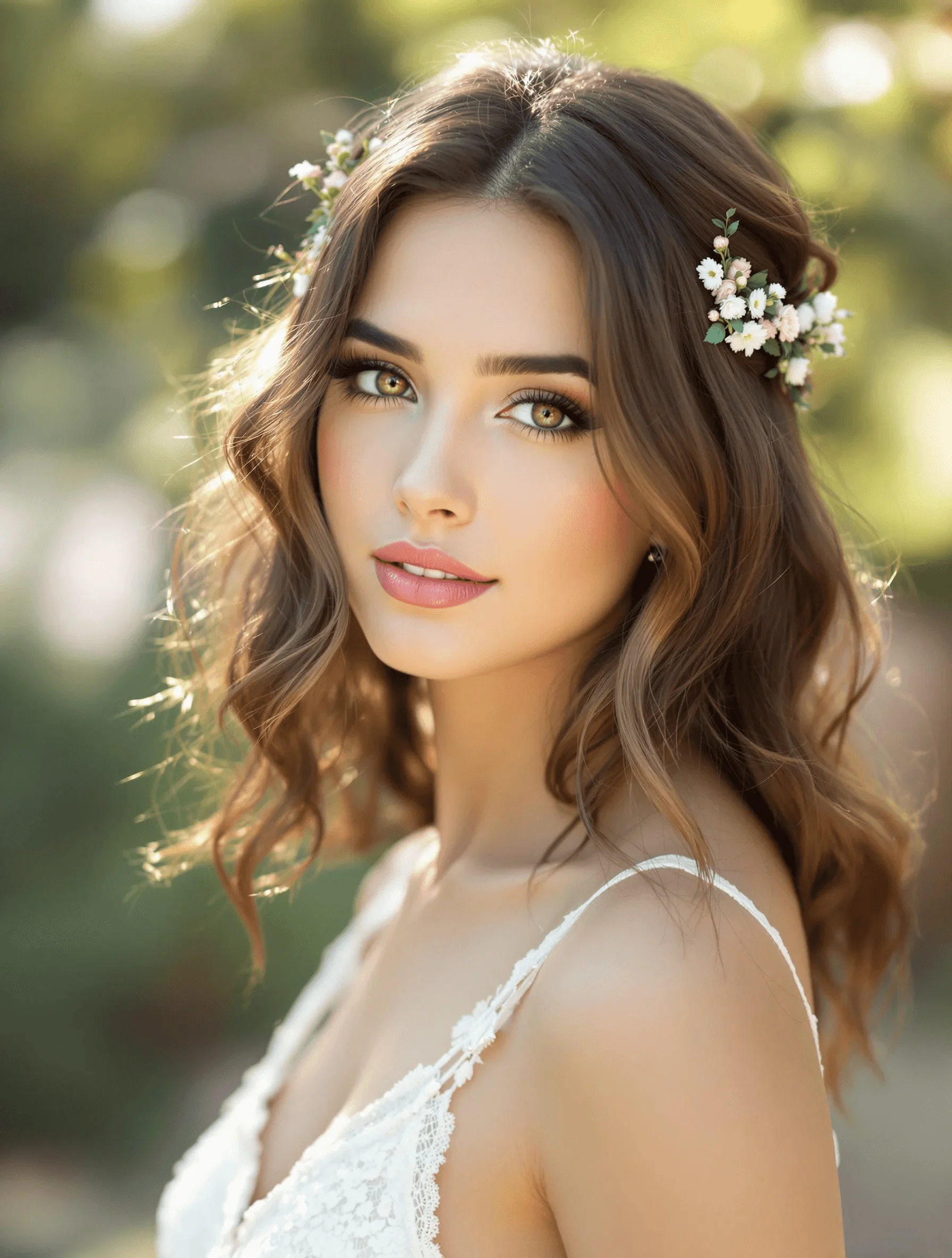 Floral Wavy Half-Updo