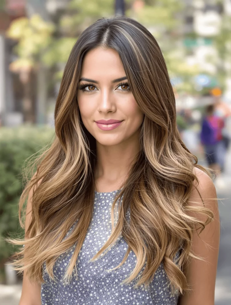Flowing Waves with Honey Brown Balayage