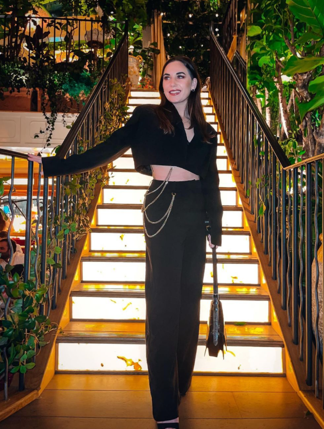 Garden Party Glam: Crop Top + Blazer + High-Waisted Pants