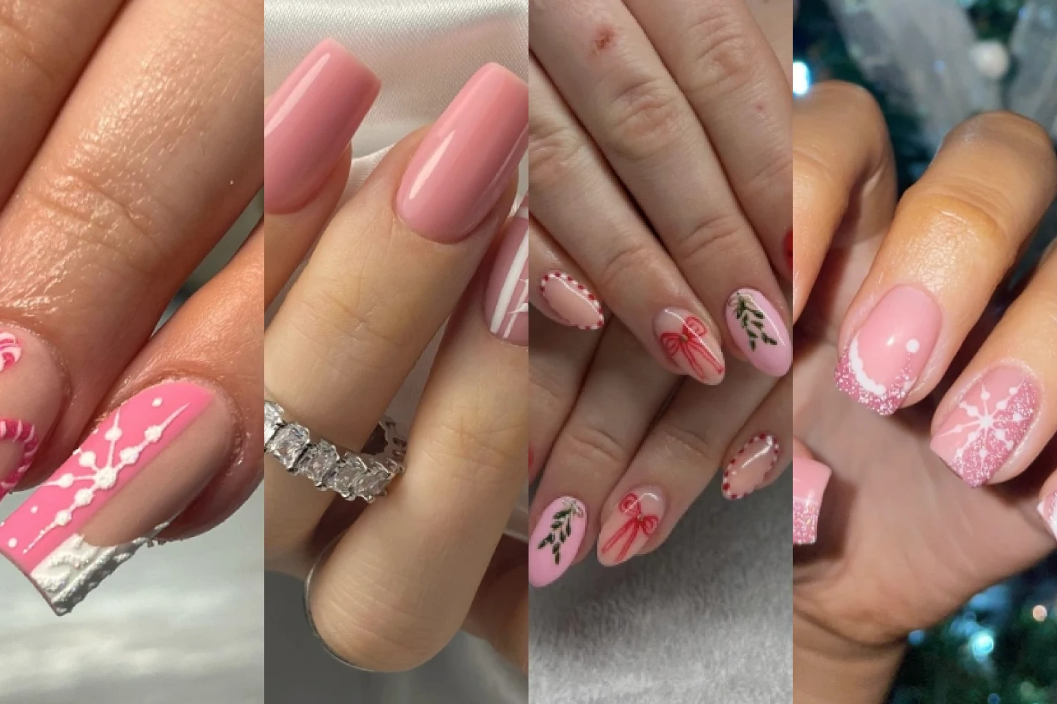 Glamorous Pink Christmas Nails - Featured