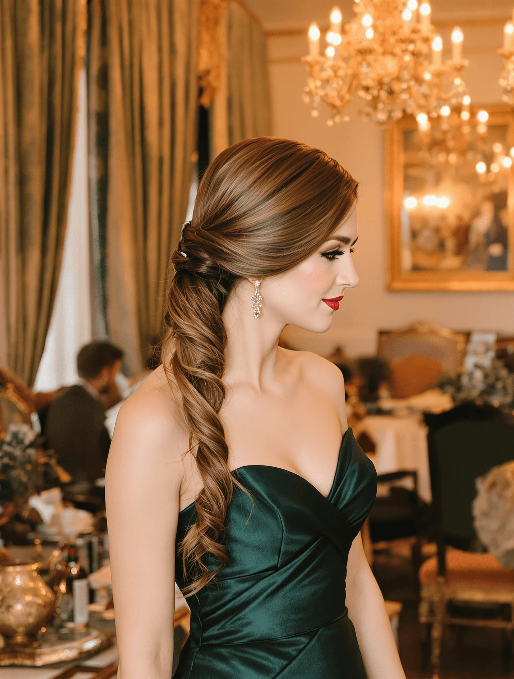 Glamorous Side-Swept Curls