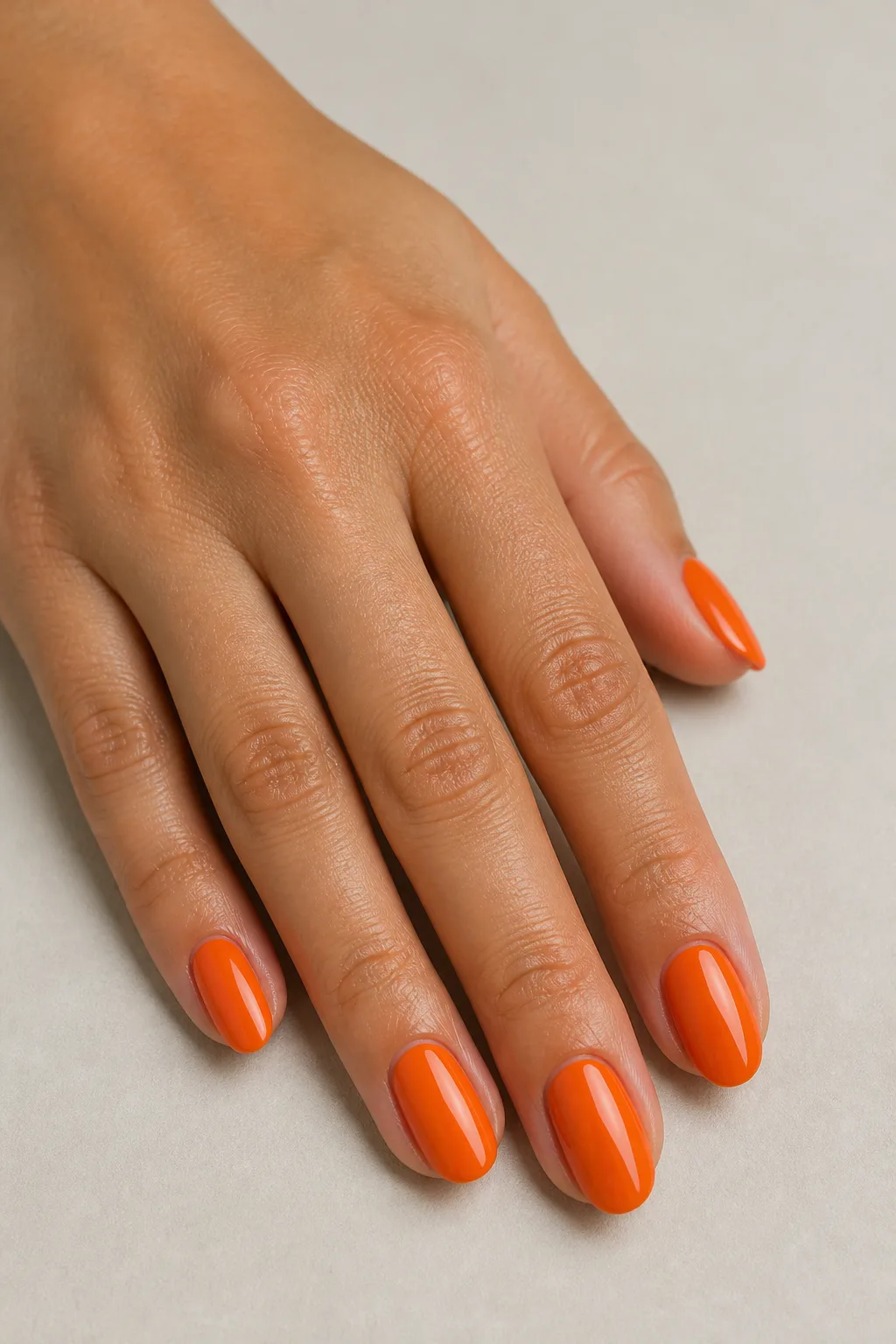 Glossy Pumpkin Oval Nails
