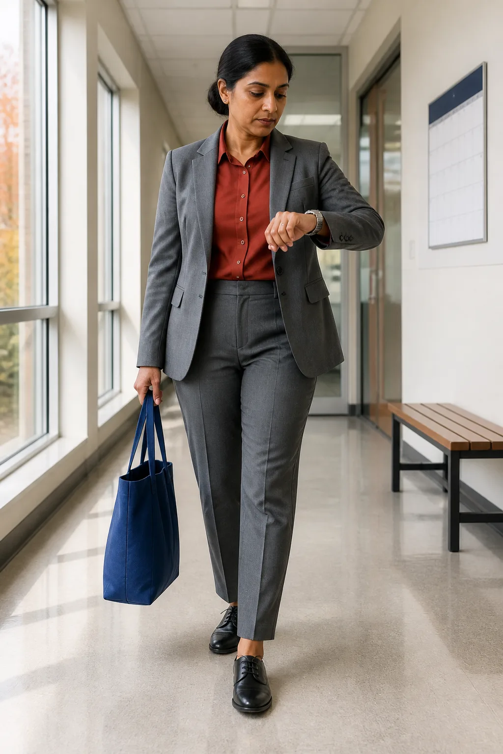 Gray Suiting with a Red Accent Shirt