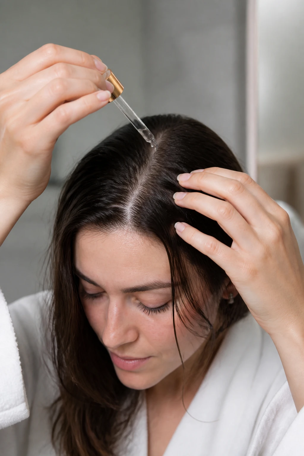 Applying a scalp serum to support healthy growth
