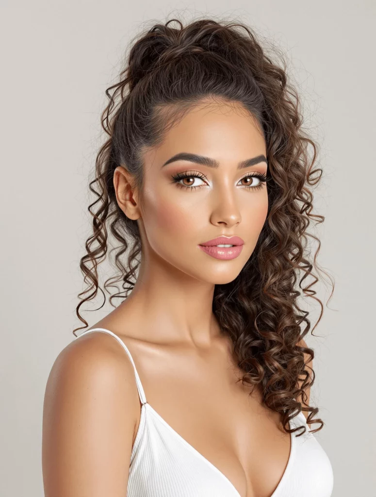 High Ponytail with Defined Curls