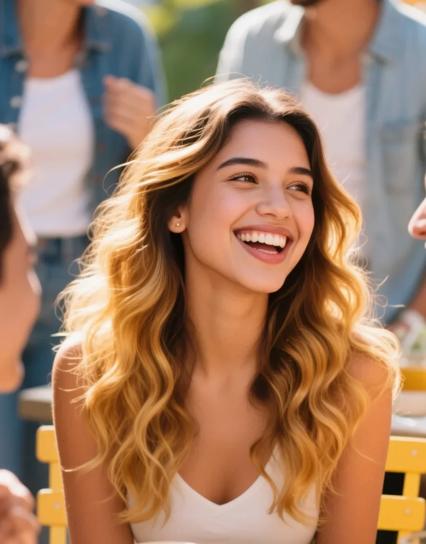 Honey Blonde Layered Waves with Face-Framing Highlights