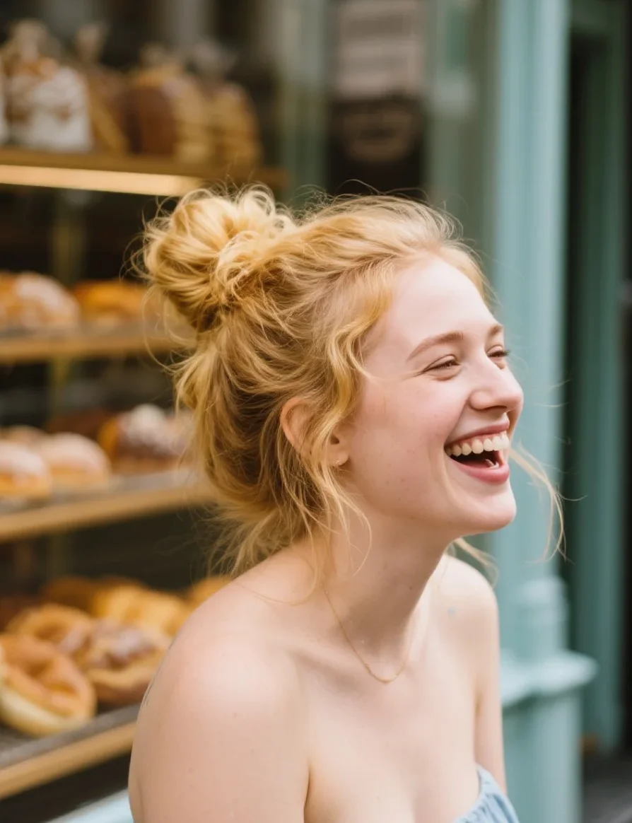 Honey Blonde Messy Bun