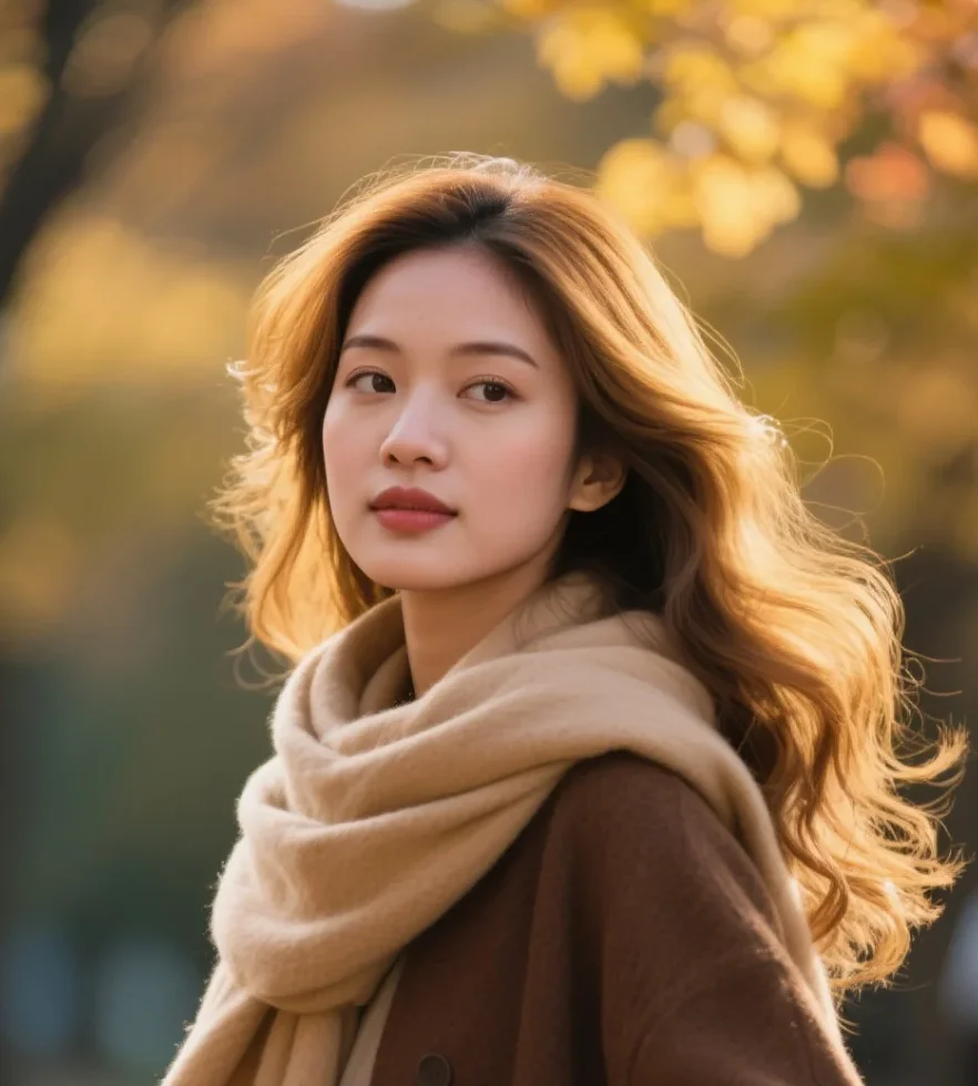 Honey Blonde Wavy Layers with Side Bangs