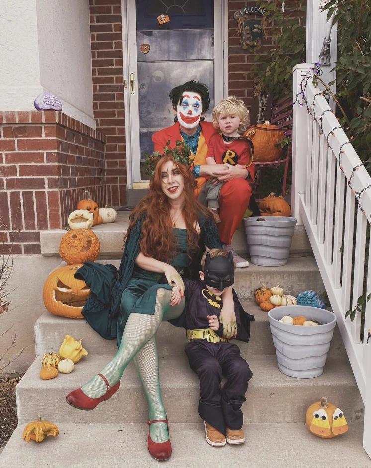 Joker Costume + Poison Ivy Dress + Batman Outfit + Robin Costume
