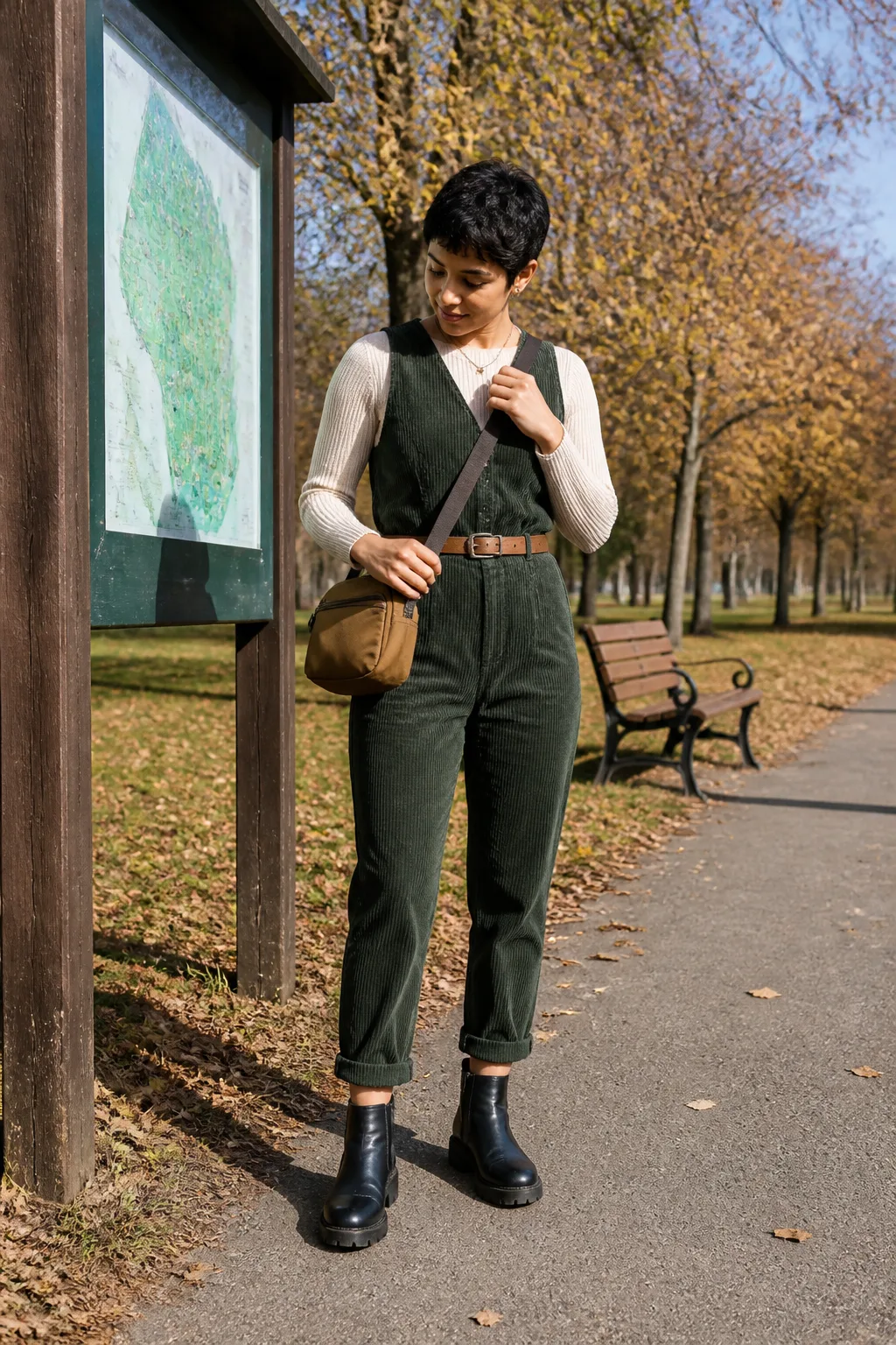 Jumpsuit, Ribbed Tee, and Lug-Sole Boots