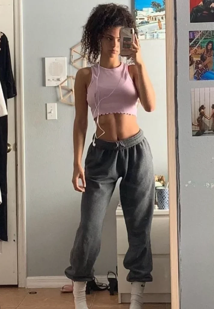 Lavender Ribbed Crop Tank Top + Charcoal Grey Jogger Pants