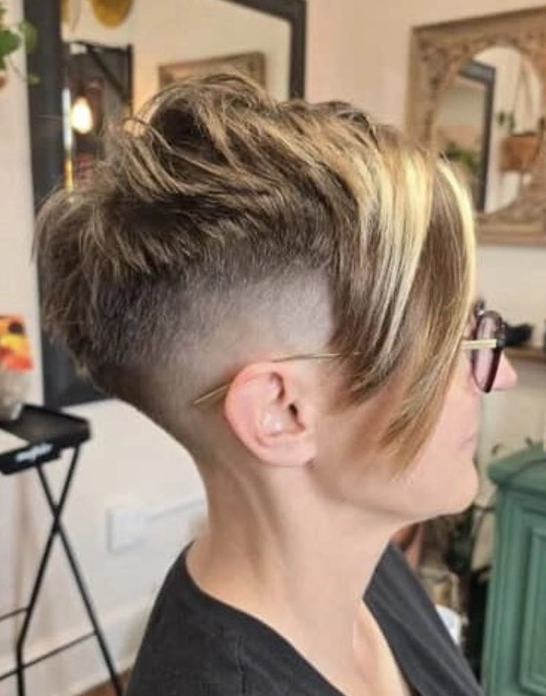 Layered Blonde Pixie with Undercut Detail