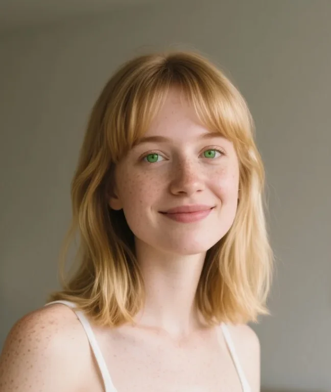 Layered Honey Blonde Curtain Bangs