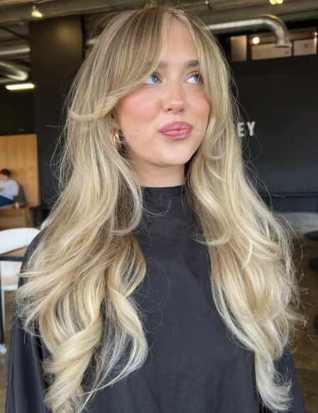 Layered Lob with Face-Framing Bangs
